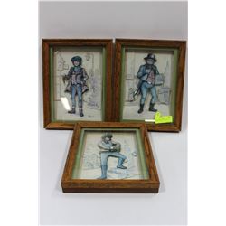 SET OF THREE OAK FRAMED