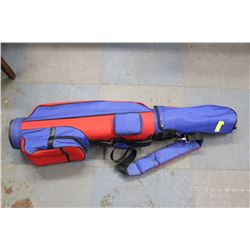 BEGINNERS SET OF GOLF CLUBS IN RED & BLUE BAG