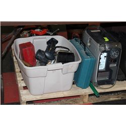 PALLET OF ASSORTED TOOLS AND COMPUTER TOWER