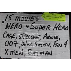 BUNDLE OF 15 SUPER HERO AND HERO DVD'S