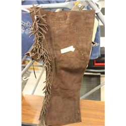 BROWN SIZE M LADIES FRINGED CHAPS