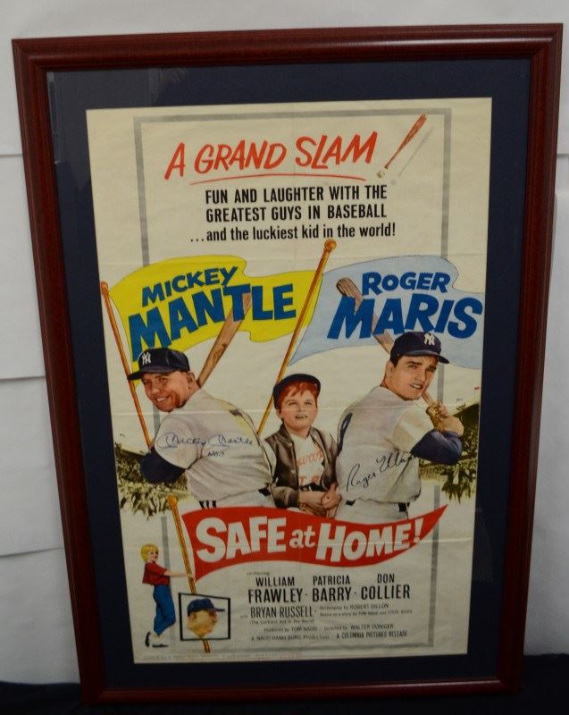Mickey Mantle Roger Maris AUTOGRAPHED SAFE AT HOME Movie POSTER 27x40