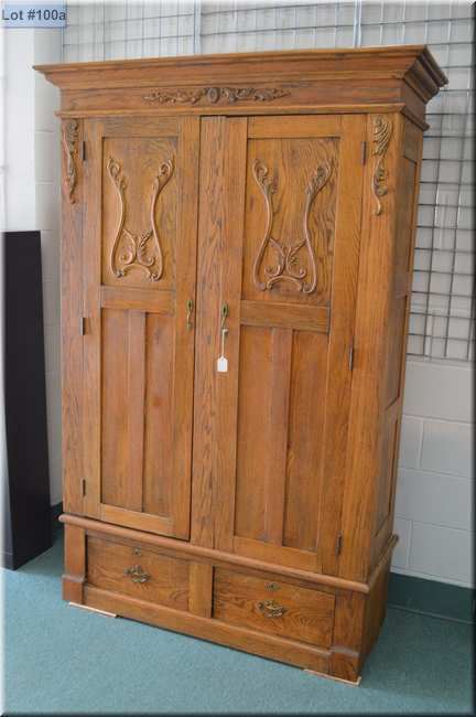 Candiana Antique Oak Two Door Wardrobe W 2 Drawers Below