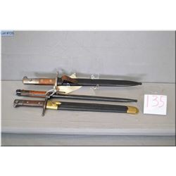 Lot of Three Bayonets w/ scabbards [ German Mauser - Mkd Terni - Mkd CSZ over E ]