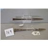 Image 1 : Lot of Two Ant African Spear Tips [ w/spur design & raised decoration, approx 11 1/2" overall ]