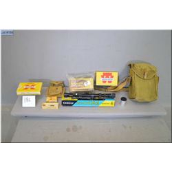 Box Lot : Tasco 3 - 6X Zoom Scope w/orig box - small Military bag  & pouch  w/few pins - 2 Boxes Imp