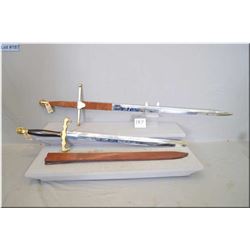 Lot of Two Swords : ACERO TOLEDANO SPAIN long sword w/brass & leather handle w/ 41" blade - Sword w/