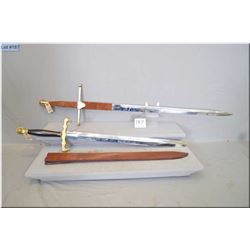 Lot of Two Swords : ACERO TOLEDANO SPAIN long sword w/brass & leather handle w/ 41" blade - Sword w/