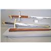 Image 2 : Lot of Two Swords : ACERO TOLEDANO SPAIN long sword w/brass & leather handle w/ 41" blade - Sword w/