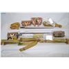 Image 1 : Tray Lot : 5 Web slings - 2 spike bayonets - 4 double Military pouches - One Military cleaning kit  