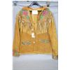 Image 1 : Native Beaded Leather Jacket w/ antler horn buttons, fringes, floral design