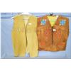 Image 1 : Lot of 2 Native Leather & Buckskin Vests [ one has bead work ]