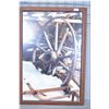 Image 1 : Framed Picture " Winter Wagon Wheel Scene"
