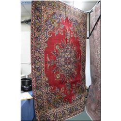 Carpet 90 - 100 % Wool, 76" x 120 " [ cranberry, gold, blue ]