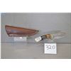 Image 1 : Damascus Hand Forged Hunting Knife w/ black & brass handle w/ 4" drop point blade w/leather sheath