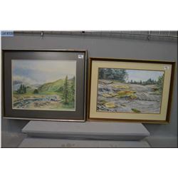 Lot of Two Framed PIctures : Hills & Streams after K. Potter - Mountain side scene after John Westwo
