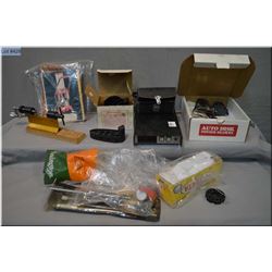 Tray Lot : Lee Auto Disc powder measure -  Lee Auto Prime pieces & funnel etc - patches, wads, reloa