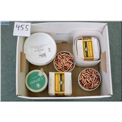 Box Lot : Lead Bullets ; Bucket of 1000 .45 cal - 2 Boxes Speer .32 cal bullets - 3 tobb tins full  