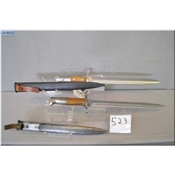 Lot : 2 Swiss Mauser Bayonets w/scabbards