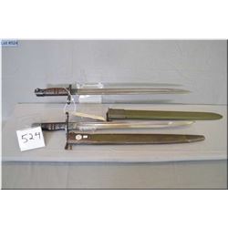 Lot : Two Remington 1917 Bayonets [ 1 w/ leather & metal scabbards, 1 w/ composite & metal scabbard 