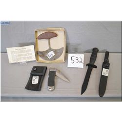 Bag Lot : Conestoga Knife Ltd "The Ulu Knife" for preparing animal pelts w/box - Glock Made in Autri