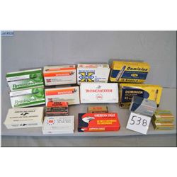 Tray Lot : 2 Boxes Win .38 Spec, 1 Box .9 MM, 18 Rnds .43 Mauser, 20 rnds .35 Win in .43 Mauer box -