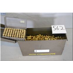 Small Green Metal Ammo Box : approx. 3/4 full .9 MM Luger cal Reloaded Ammo