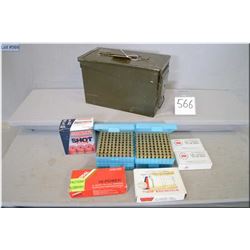 Small Green Metal Ammo Box : 400 .38 Spec cal Reloads - few .12 Ga shot shells - Box : .270 Win Relo