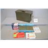 Image 1 : Small Green Metal Ammo Box : 400 .38 Spec cal Reloads - few .12 Ga shot shells - Box : .270 Win Relo
