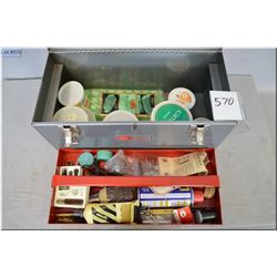 Grey Metal Craftsman Tool box : w black powder accessories including balls, wads, lube, powder flask