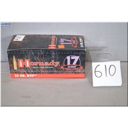 1 Case Lot : 9 Boxes ( 50 rnds per ) & 1 Box ( 40 rnds, 10 missing) Hornady .17 HMR cal 20 Gr XTP Am