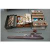 Image 1 : Lot : Four Items : Three various tackle boxes w/contents, hooks, leaders, etc plus fishing rod in ca