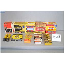 Tray Lot : Approx 3 Boxes plus of 12 Ga Shot Shells , various part & full boxes .22 ammo,  Pellets, 