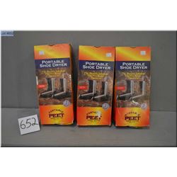 Tray Lot : 3 New Peet Portable Shoe Dryers ( some damage to boxes ) Retail $ 56.00 each