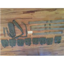 Box lot  web gear including 8- pouches , 4- belts ,straps & 1-lg. pouch