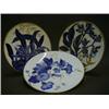 Image 1 : A TRIO OF BONE CHINA BOTANICAL CABINET PLATES, late 19th Century, Aesthetic style flow blue and g...
