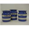 Image 1 : THREE T.G. GREEN CORNISH WARE STORAGE JARS, 'Currants', 'Rice' and 'Salt', black shield backstamp...