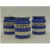 Image 1 : THREE T.G GREEN CORNISH WARE STORAGE JARS, 'Pepper', 'Bi-Carb Soda' and 'Mustard', black shield b...