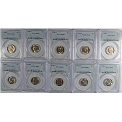 (10) 1948-S JEFFERSON NICKELS PCGS MS-65