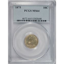 1875 SEATED DIME PCGS MS-64