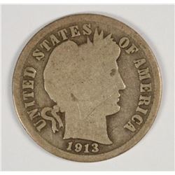 1913-S BARBER DIME VG