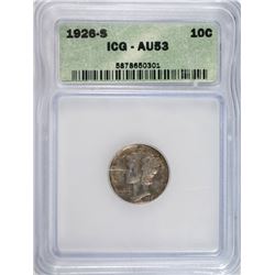 1926-S MERCURY DIME ICG AU-53