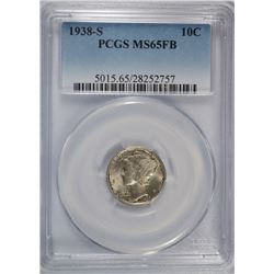 1938-S MERCURY DIME PCGS MS-65 FB