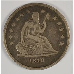 1840-O SEATED QUARTER (NO DRAPERY) VG