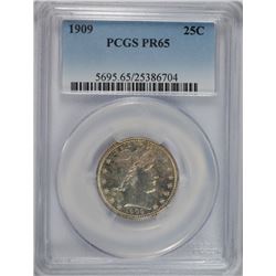 1909 PROOF BARBER QUARTER PCGS PR-65