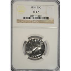 1951 PROOF WASHINGTON QUARTER NGC PF-67