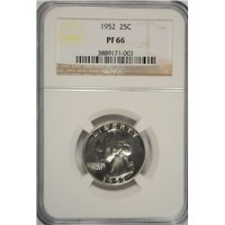 1952 PROOF WASHINGTON QUARTER NGC PF-66