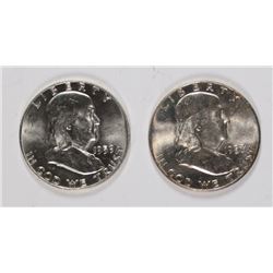 LOT OF ( 2 ) BU FRANKLIN HALF DOLLARS: 1957 AND 1959-D