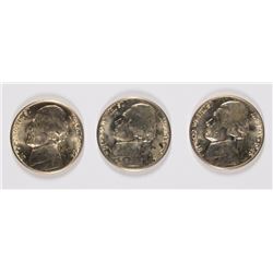 LOT OF ( 3 ) 1943-D BU JEFFERSON WAR NICKELS