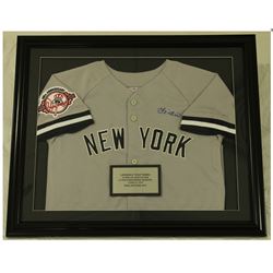 Yogi Berra Signed Yankees 23x27 Custom Framed Jersey Display (PSA COA)